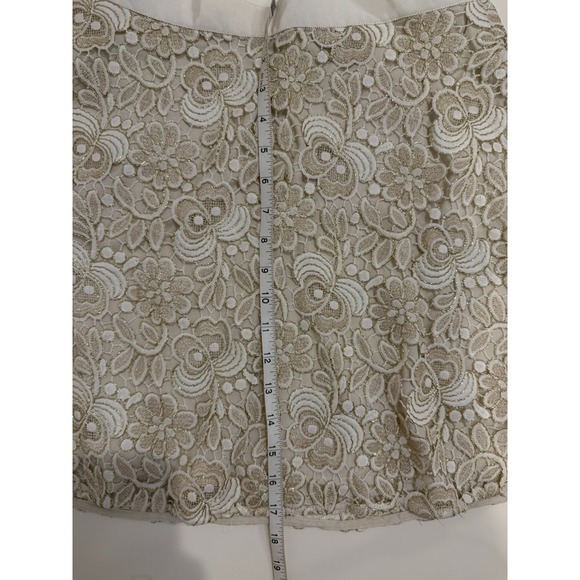 Club Monaco Floral A-line Mini Skirt Ivory and Gold Lace Size 6 - Picture 6 of 7